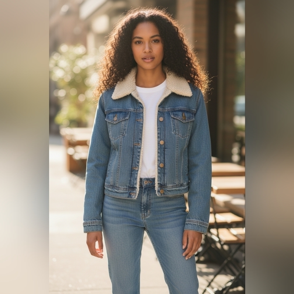 Denim Sherpa-Lined Jacket